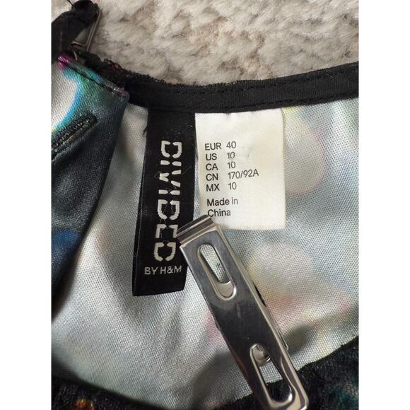 Divided H&M Sz 10 Tulle Mesh Colorful Polka Dot Sleeveless Mini Flare Dress Zip - Picture 6 of 9